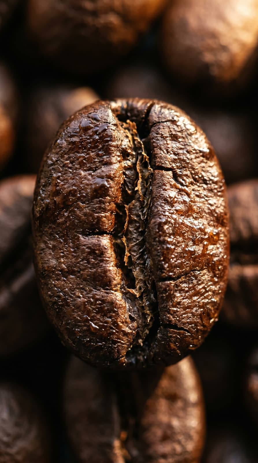 Extreme macro of a single roasted coffee bean